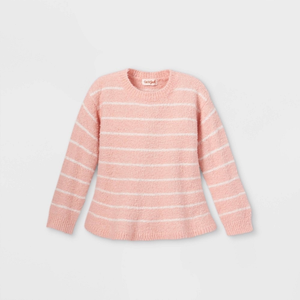 Girls Striped Peplum Pullover Sweater